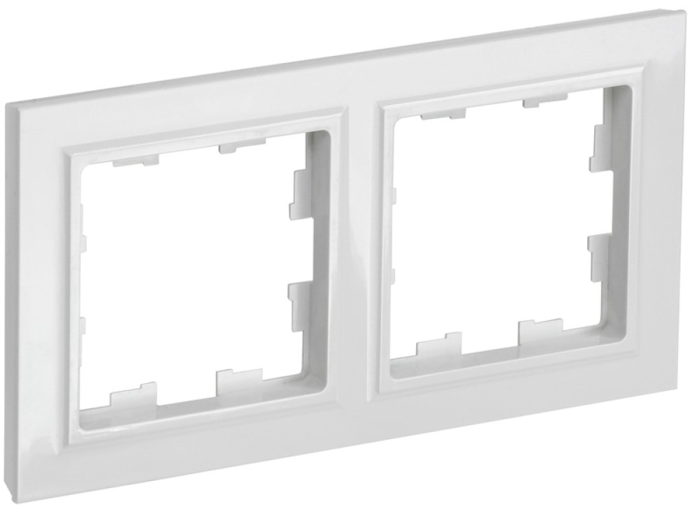 Рамка электроустановочная IEK / ИЕК BRITE BR-M22-K01 2-постовая, из пластика, белая, 155×84×11мм / электрика