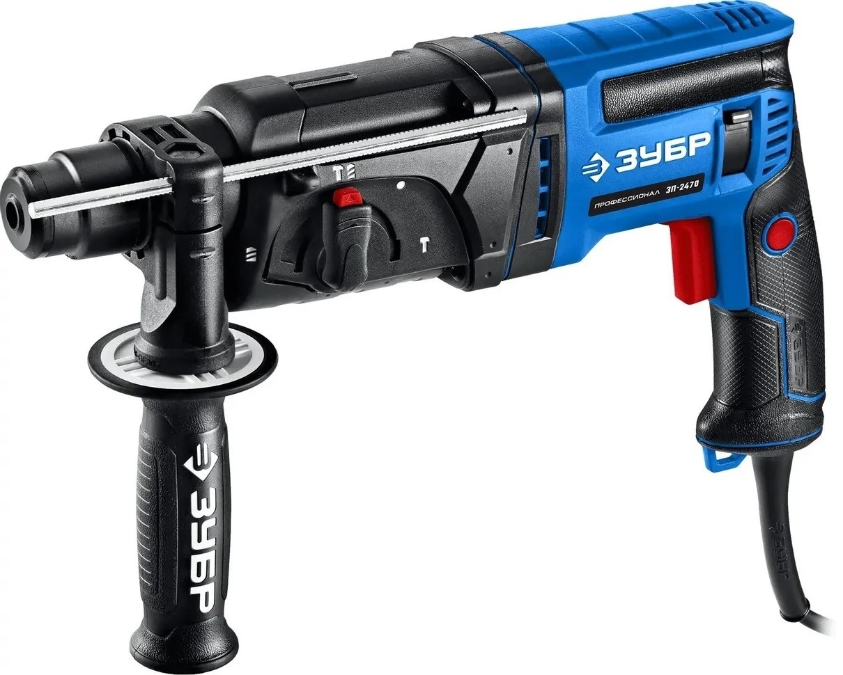 Перфоратор Зубр Профессионал ЗП-2470 в кейсе, щеточный, синий, SDS-Plus, 3 режима работы, 2.7Дж, 470х345х105мм, 780Вт / инструменты