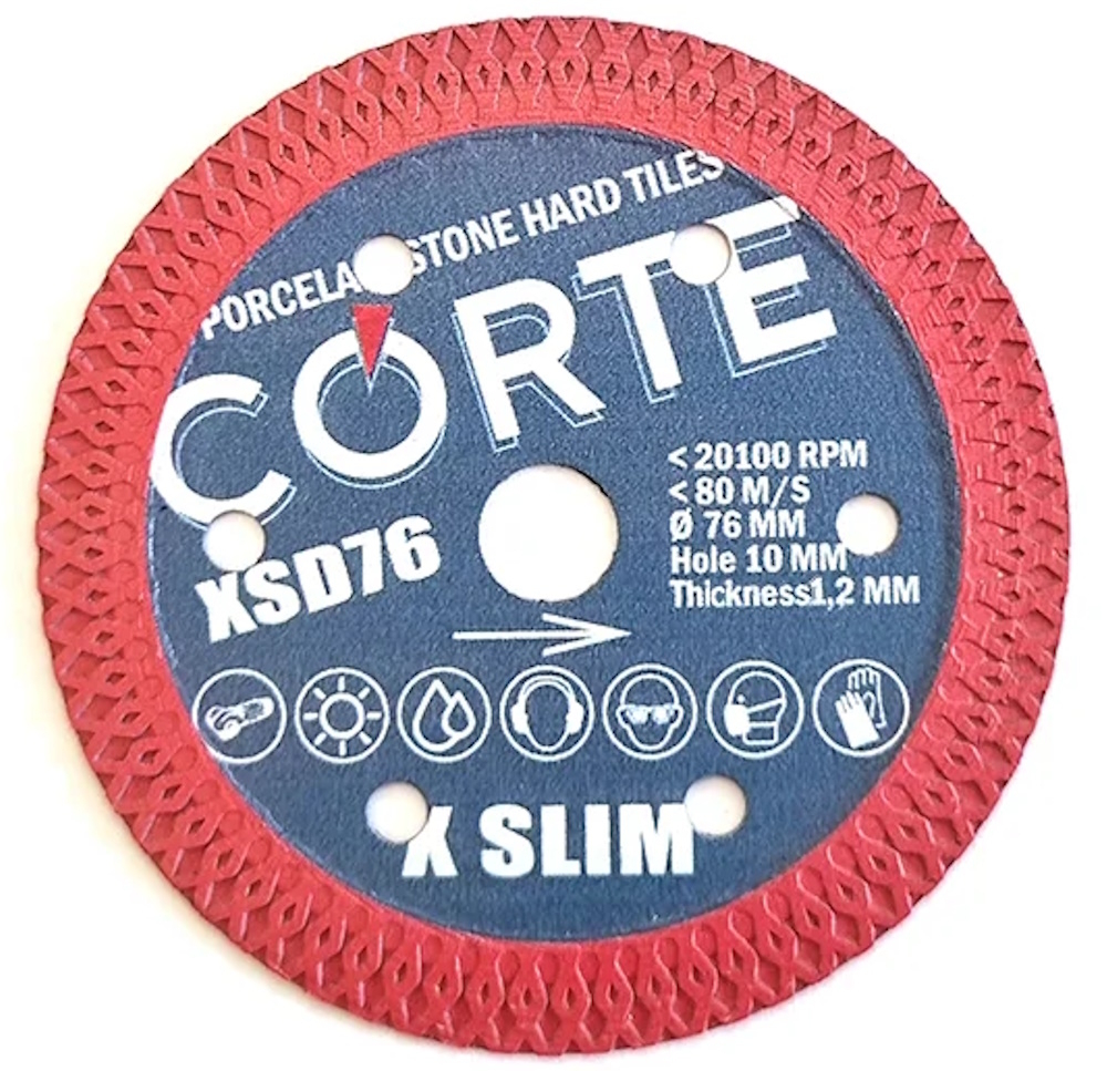 Диск алмазный CORTE / Корте X SLIM по керамограниту, сухой рез, диаметр 76мм, посадочный 10мм, рез 1.2мм / расходные материалы и оснастка