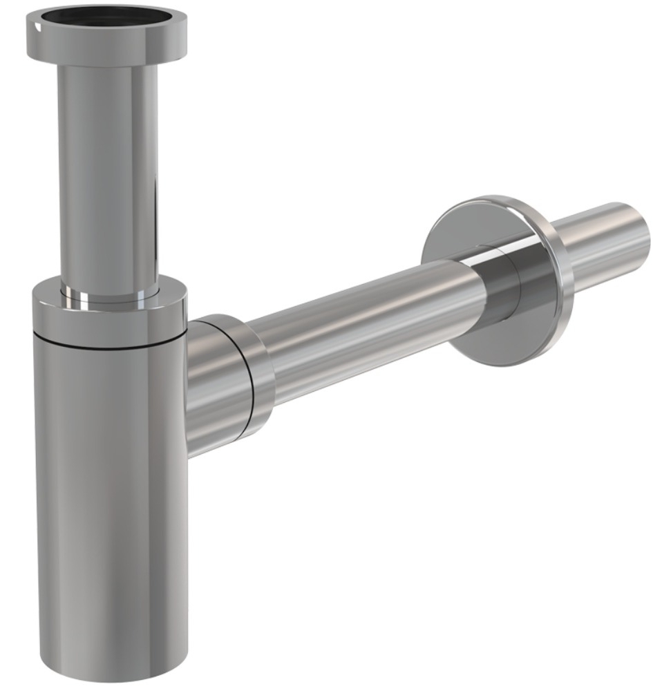 Сифон сливной ALCAPLAST / Алькапласт A400 для раковины круглый цельнометаллический, из латуни, серый, 32мм / сантехника