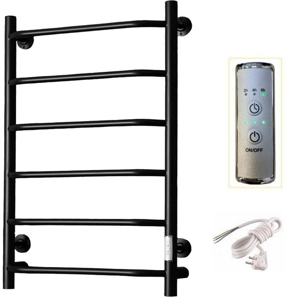 Полотенцесушитель электрический ТРУГОР Пэк сп 6 ВГП лесенка, из нержавеющей стали, черный, 800х554х194мм, 60Вт / отопление