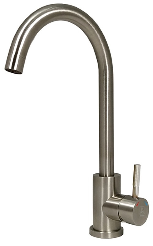 Смеситель ARGO / Арго SOLID 35-03 для кухни, однорычажный, из стали, цвет серый, излив 185мм / сантехника
