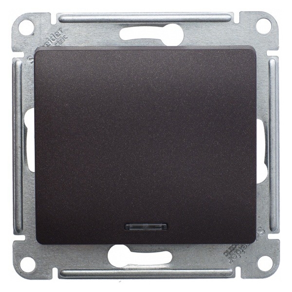 Выключатель Schneider Electric / Шнайдер Электрик GLOSSA GSL000713 одноклавишный, с подсветкой, в пластиковом корпусе, антрацит, 250В, 10А, IP20