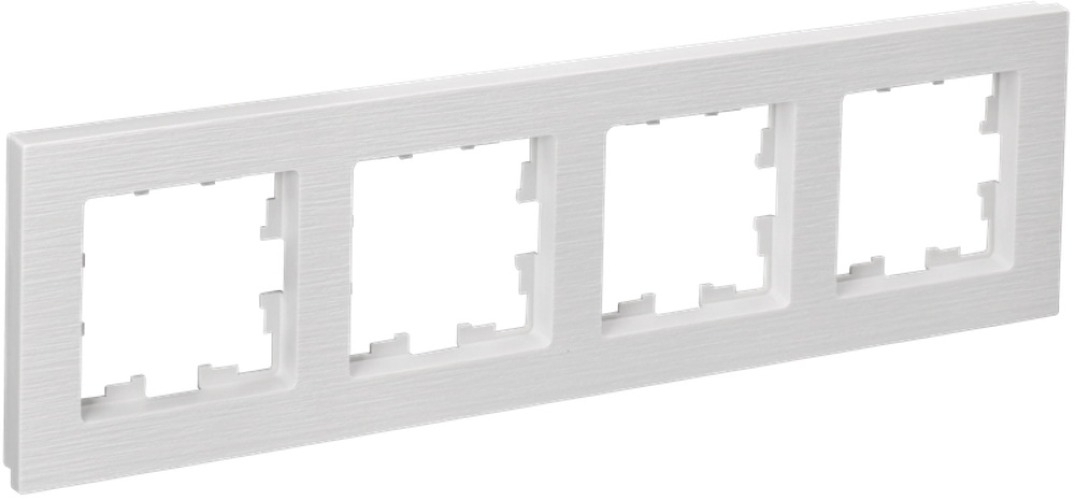 Рамка электроустановочная IEK / ИЕК BRITE BR-M42-51-K01 4-постовая, из пластика, белая рифленая, 400×110×11мм / электрика