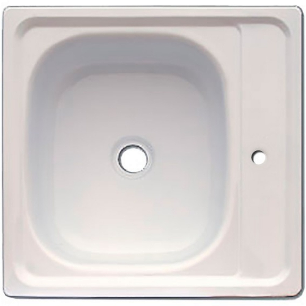 Мойка 453015 с кронштейнами квадратная, из эмалированной стали, белая, 500х500х160мм / сантехника