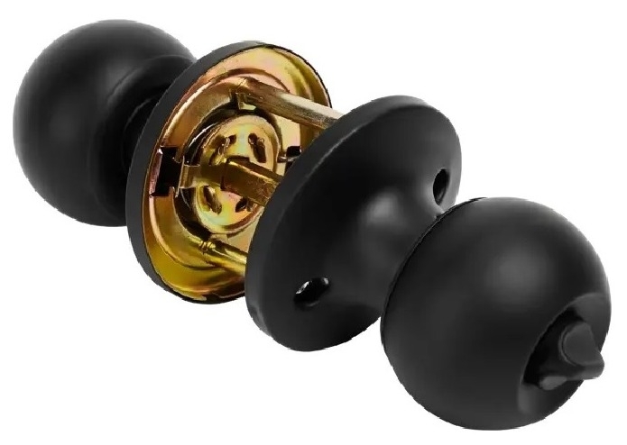 Защелка дверная AVERS / Аверс 6072-01-BLM-Blister с фиксатором межкомнатная, из металла, цвет черный матовый / фурнитура для мебели