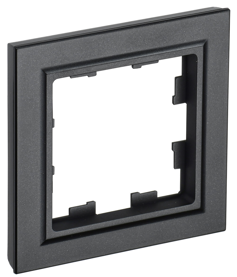 Рамка электроустановочная IEK / ИЕК BRITE BR-M12-K02 1-постовая, из пластика, черная, 84×84×11мм / электрика