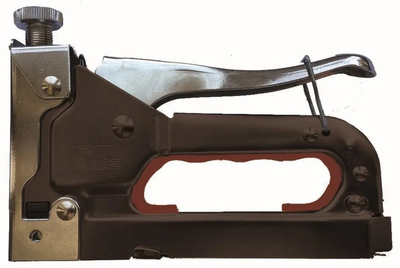 Степлер строительный 888 с регулировкой удара, в металлическом оцинкованном корпусе, коричневый, скобы тип 53 / инструменты