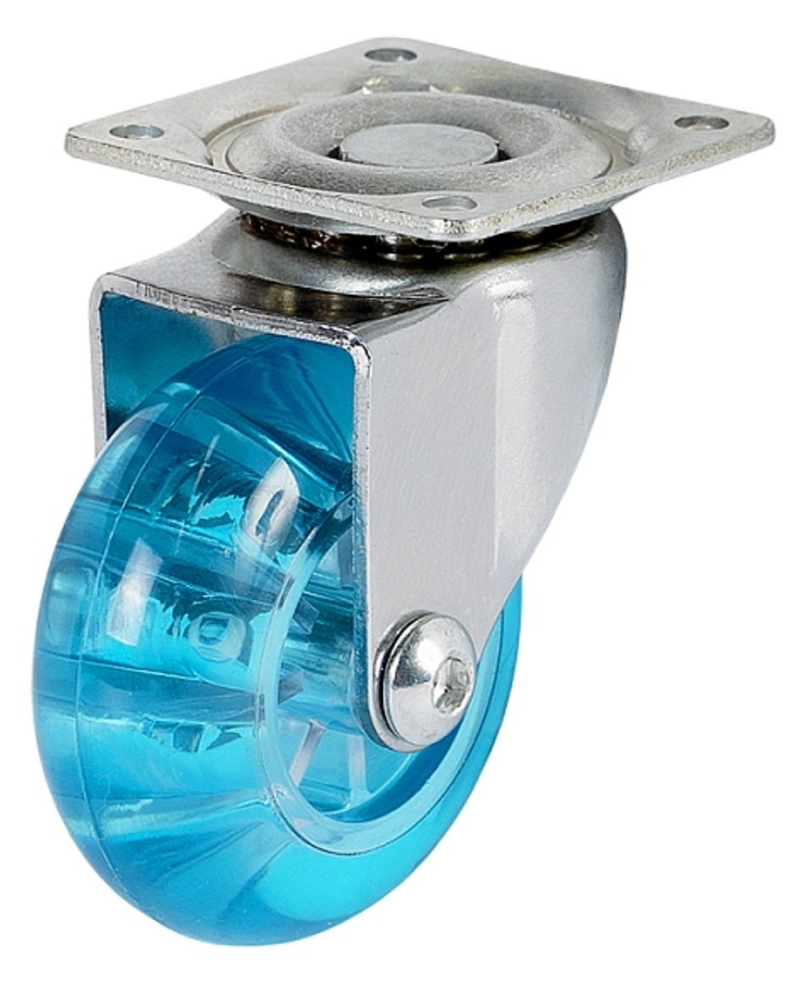 Мебельное колесо Larvij / Ларвидж LTCP-50BL поворотное, на платформе, резиновое, голубое, диаметр 50мм / фурнитура