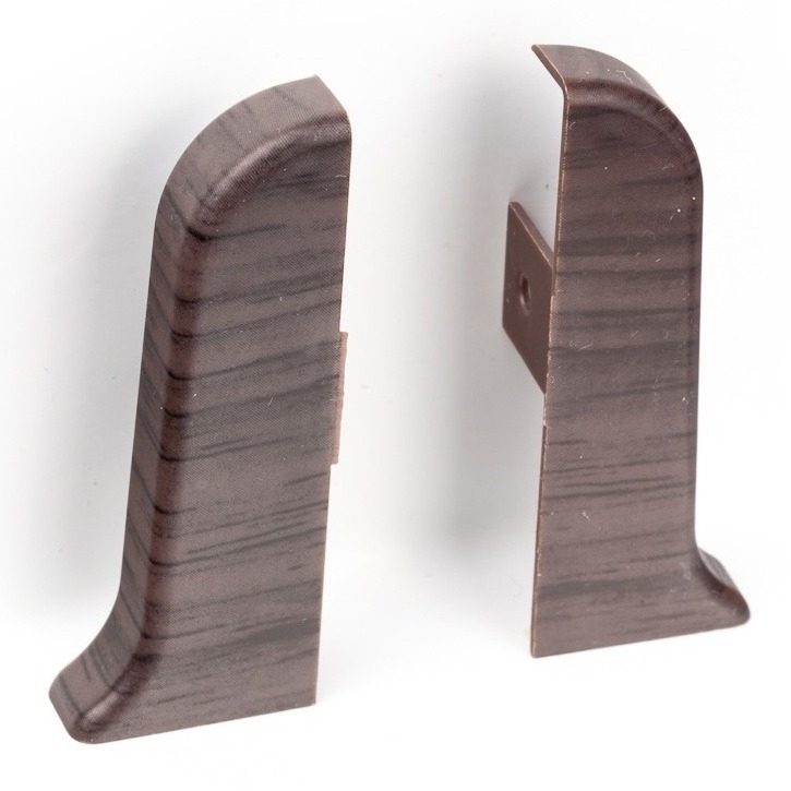 Заглушки для плинтуса MIXTON / Микстон с текстурой левая и правая, ПВХ, цвет венге, 56×10мм, 2шт. / строительство и ремонт