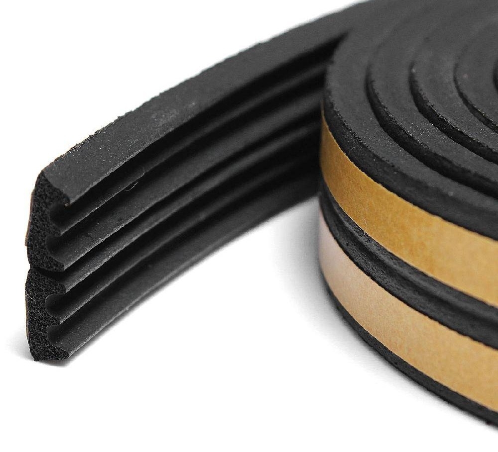 Уплотнитель 4WALLS / ФорВоллз самоклеящийся, армированный, из вспененной EPDM-резины, черный, E-профиль, 10м / товары для дома