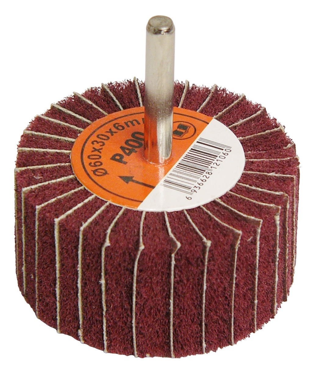 Головка шлифовальная ORIENTCAFT / Ориенткрафт лепестковая, из нетканого материала, диаметр 60мм, толщина 30мм, зернистость P400 / оснастка