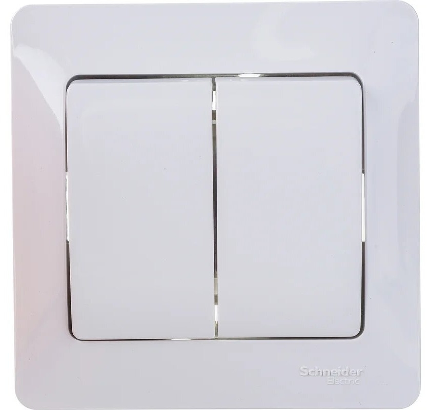 Выключатель Schneider Electric / Шнайдер Электрик GLOSSA GSL000152 двухклавишный, для скрытого монтажа, в пластиковом корпусе, белый, 250В, 10А, IP20