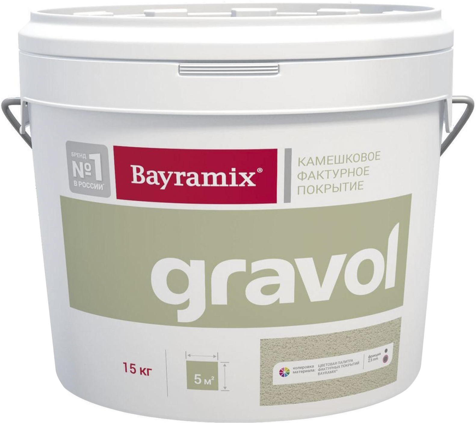 Декоративная штукатурка Bayramix / Байрамикс Gravol фракция 2.5мм, камешковая, фактурная, для внутренних и наружных работ, акриловая, белая, 15кг / строительные смеси