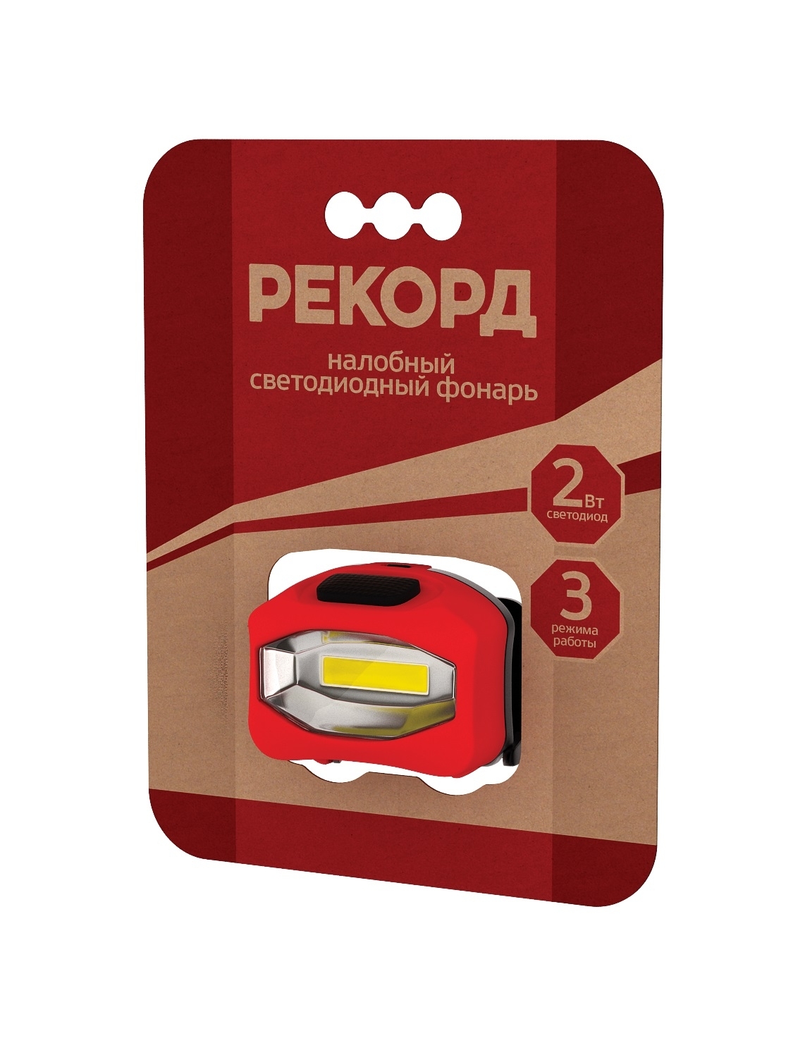 Фонарь налобный Рекорд Фотон SH-350 светодиодный, на батарейках, 3 режима, красный, 150лм, 45м, 2Вт / туризм и отдых на природе