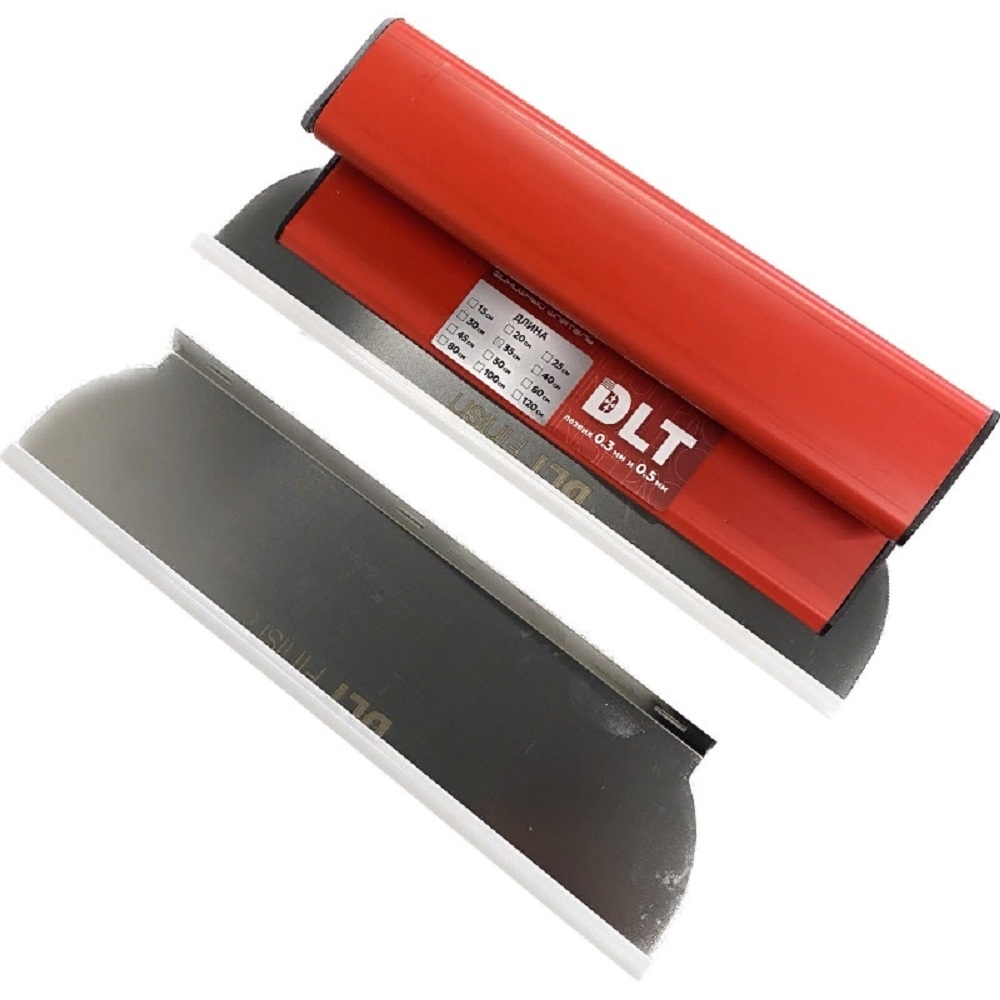 Шпатель строительный DLT / ДЛТ Finish PRO малярный с двумя лезвиями в комплекте, из нержавеющей стали, 500мм / малярные и отделочные инструменты
