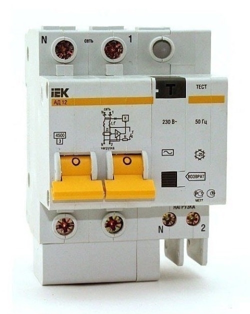 Дифференциальный автомат IEK / ИЕК ДИФ АД-12 двухполюсной, модульный, 220/230В, 6кА, 16А, IP20 / электрика