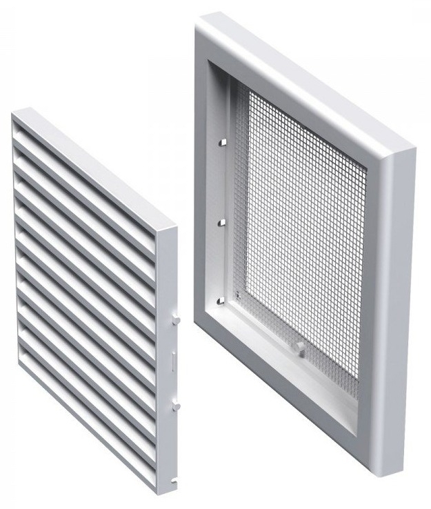 Решетка вентиляционная Event / Эвент Планета Э1724Р с сеткой, из пластика, белая, размер 240х175мм / строительство и ремонт