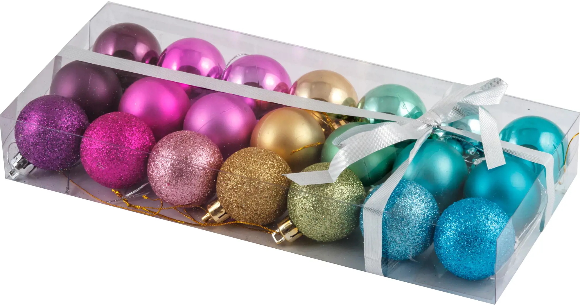 Елочные шары Волшебная страна Палитра однотонные, пластиковые, диаметр 4см, 21шт. в упаковке / товары для праздников