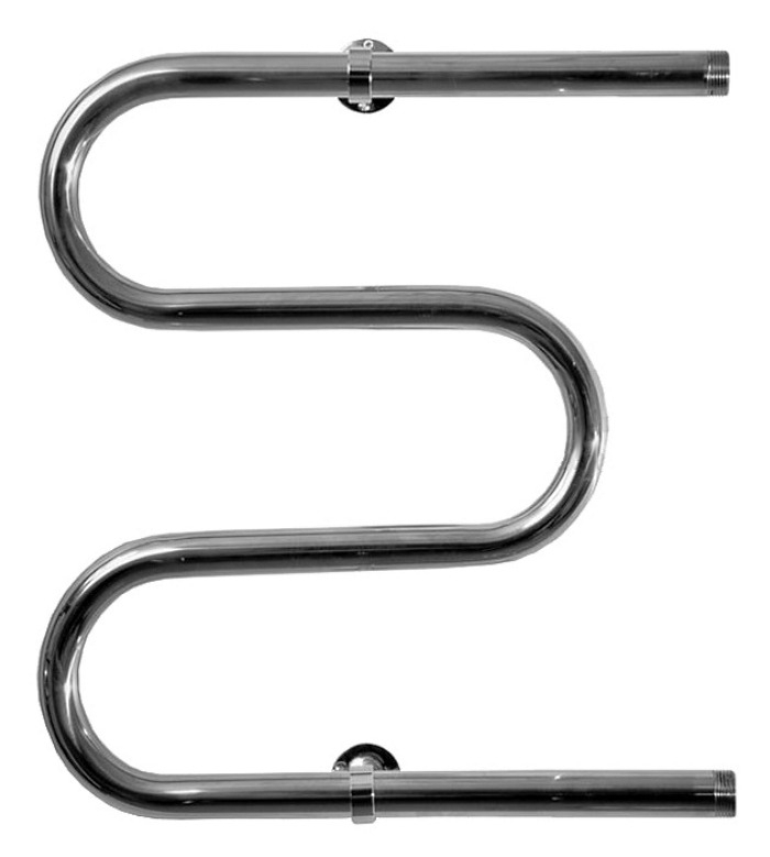 Полотенцесушитель водяной ТРУГОР М1" М-образный с внешней резьбой, горизонтальное подключение, из нержавеющей стали, хром, 1дюйм, 500х600х150мм, 190Вт / отопление