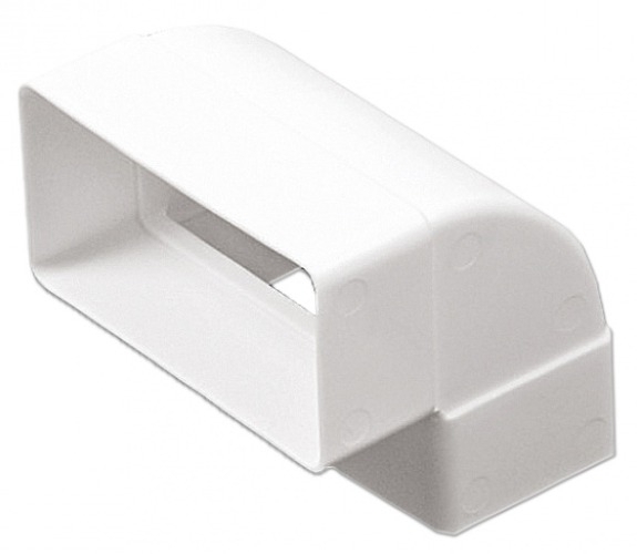 Колено для воздуховода ERA / Эра плоское вертикальное пластиковое, белое, 104х60мм / вентиляция