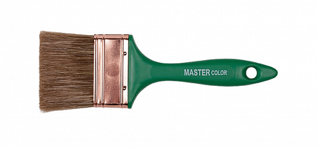 Кисть малярная Master Color / Мастер Колор флейцевая, с темной смешанной щетиной, 70х16мм / малярные и отделочные инструменты