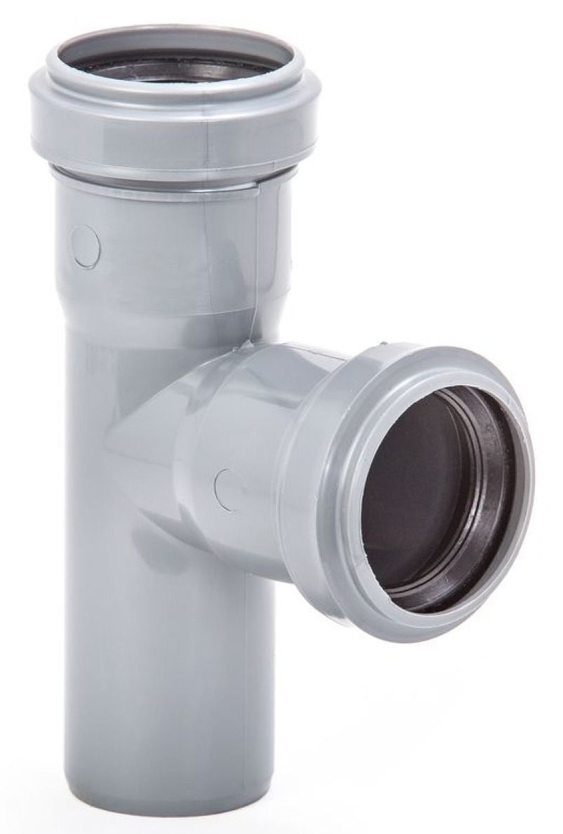 Тройник Lammin / Ламмин для внутренней канализации полипропиленовый, серый, размером 50х50мм/87.5° / водоснабжение