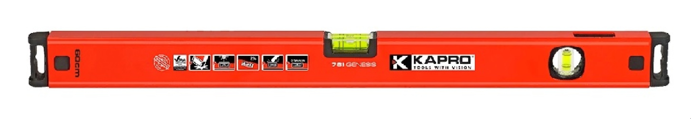 Уровень строительный KAPRO / Капро PLUMBSITE GENESIS коробчатый магнитный, 2 глазка, из алюминия, длина 60см / измерительный инструмент
