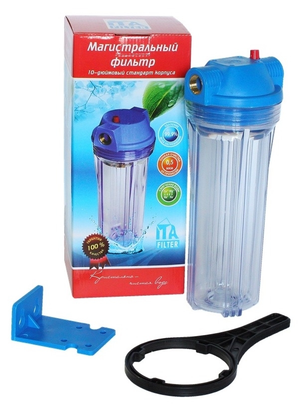 Фильтр магистральный ITA FILTER / Ита Фильтр ITA-10-3/4" для холодной воды, с прозрачной колбой из полипропилена, резьба 3/4дюйма, 12л/мин / водоснабжение