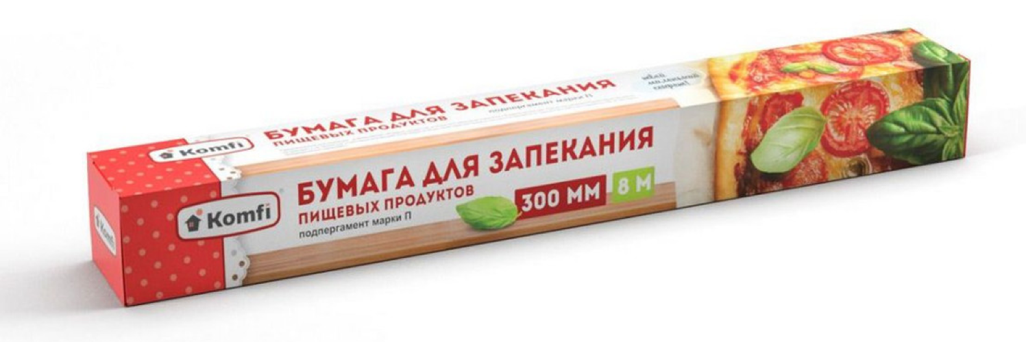 Бумага для выпечки Komfi / Комфи в рулоне, ширина 30см, длина 8м / кухонные принадлежности