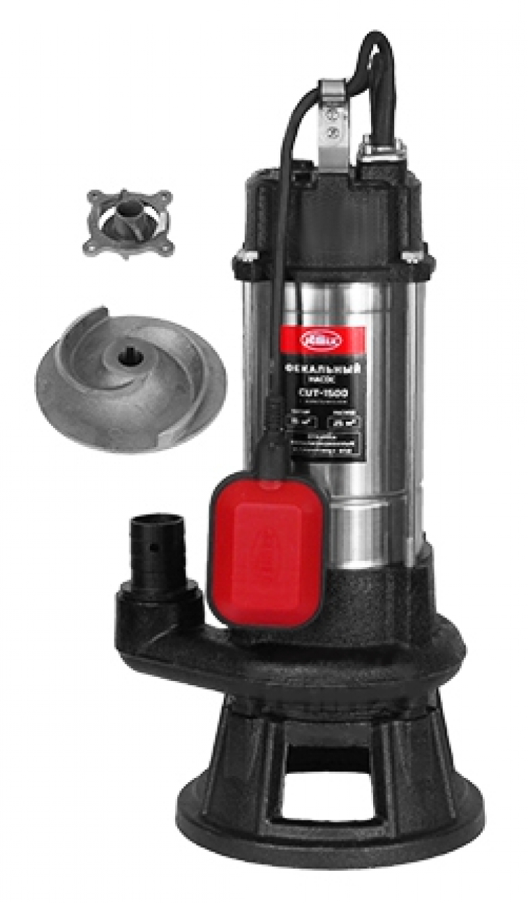 Фекальный насос Jemix / Джемикс SUPERCUT-1500 погружной, с поплавковым выключателем и режущим ножом, металл, серый, 250л/мин, глубина 5м, напор 12.5м, 1500Вт / дом и сад