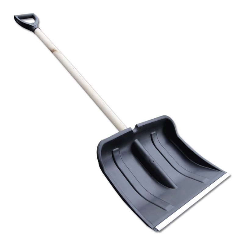 Лопата для снега Тандем Вега с рукояткой, из пластика и алюминия, черная, ковш 420х410мм / инвентарь для уборки