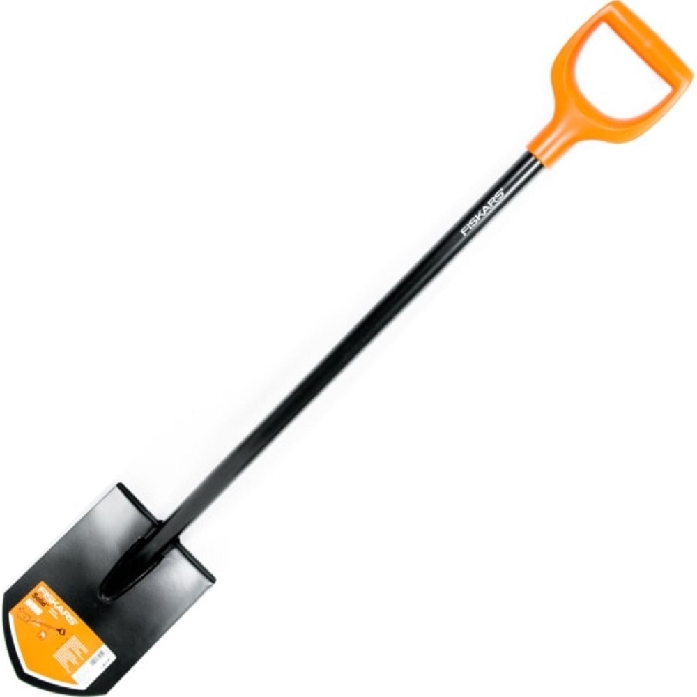 Лопата штыковая Fiskars / Фискарс Solid сварная, с черенком, из стали, 117см / садовый инструмент