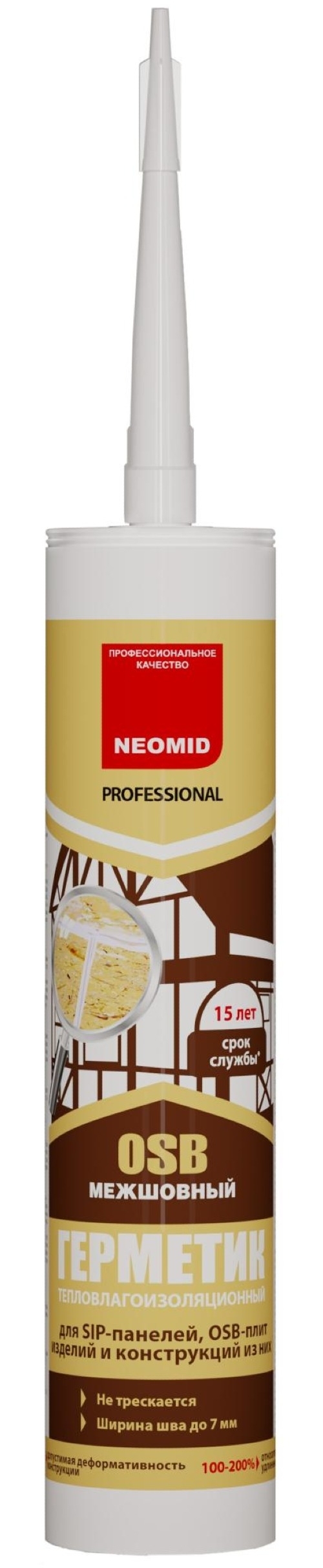 Герметик акриловый NEOMID / Неомид Professional межшовный для плит OSB и деревянных поверхностей, бежевый, 310мл / строительство и ремонт