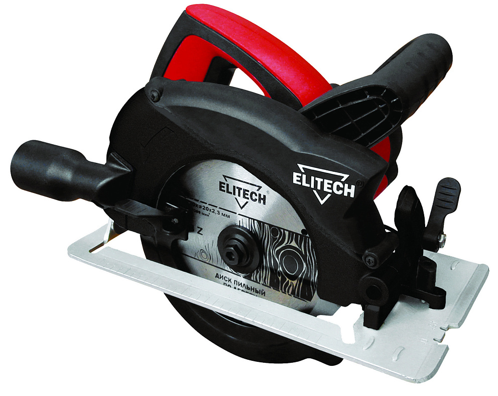 Дисковая пила Elitech / Элитек ПД 1666 бытовая с лазером, 48 зубьев, черная, посадочный диаметр 30мм, диск 190мм, глубина 65мм, 1600Вт / инструменты