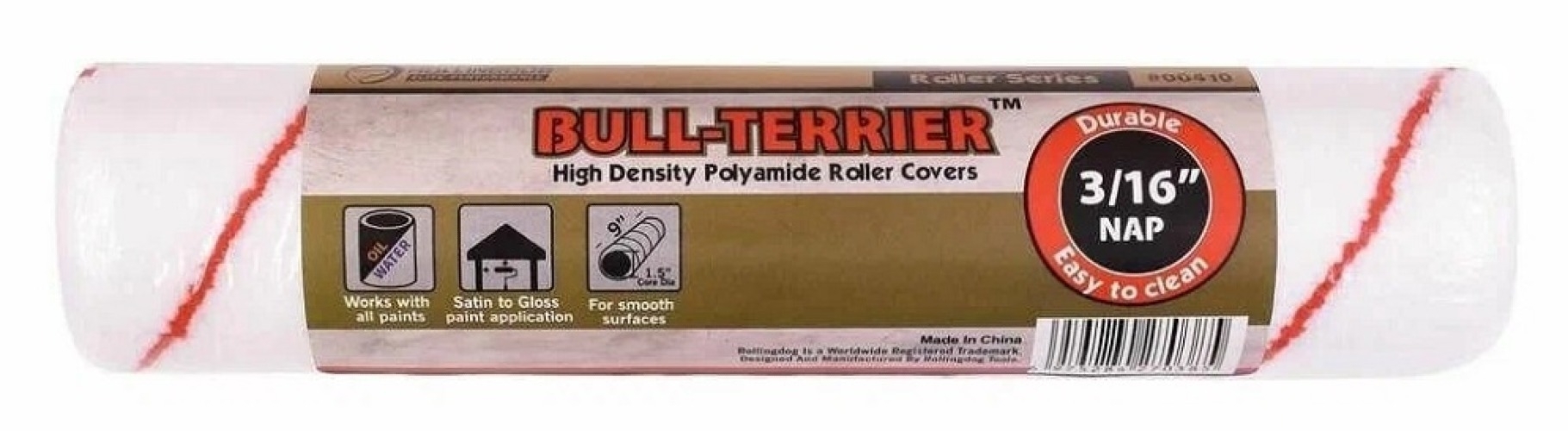 Ролик для валика Rollingdog / Роллингдог BULL-TERRIER универсальный без ручки, из полиамида, ворс 4мм, диаметр 38мм, длина 230мм / строительство и ремонт