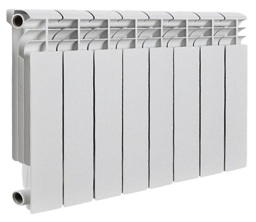 Секционный радиатор Rommer / Роммер Profi 350 RAL9016 алюминиевый, белый, 428×640×80мм, 8 секций, 15.79атм, теплоотдача 928Вт / отопление