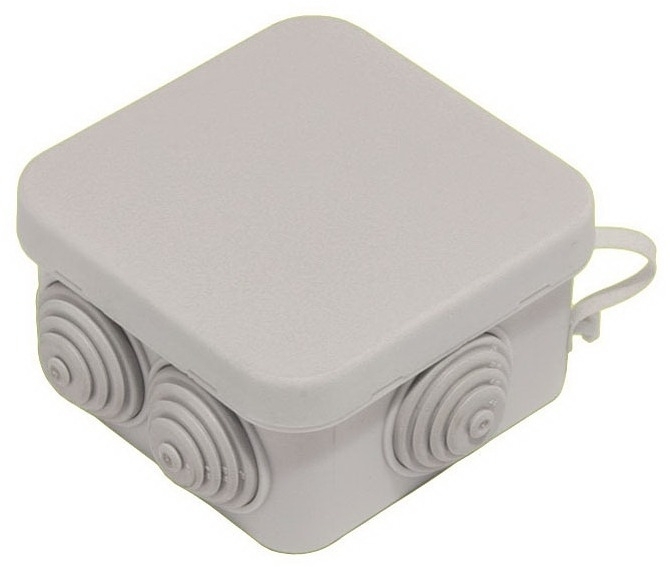 Распределительная коробка РосДюбель квадратная, пластиковая, серая, 100х100х50мм, 6 вводов / электрика