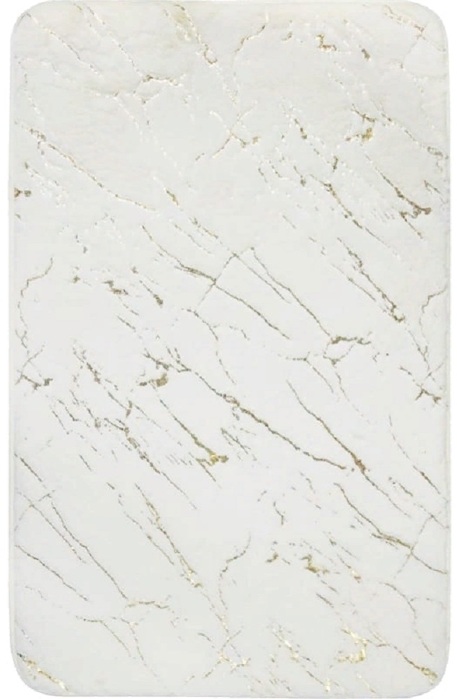 Коврик для ванной FORA / Фора MARBLE из микрофибры, цвет айвори с золотом, размером 80×50см / товары для дома
