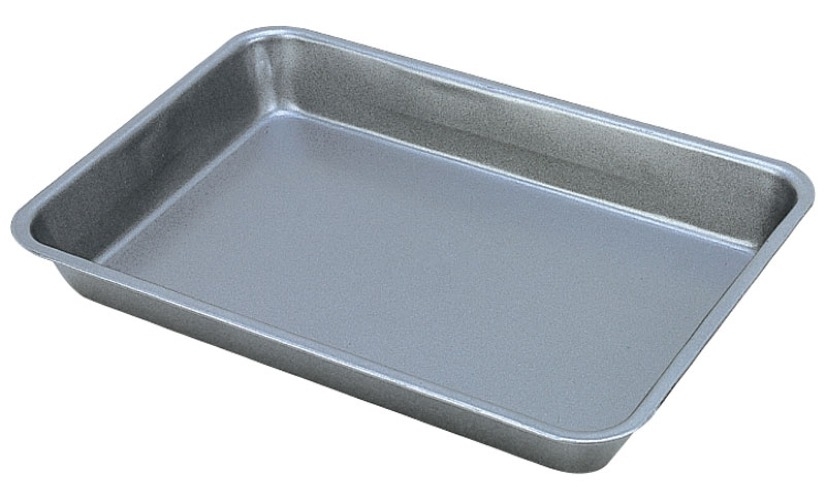 Противень Mallony / Маллони MAL-K001S для выпечки, прямоугольный, с антипригарным покрытием, стальной, серый, размером 28х19.5х3.8см / товары для кухни