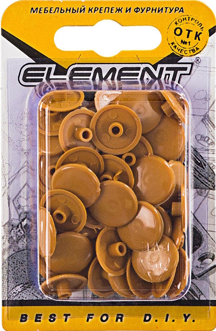 Заглушка декоративная Element / Элемент на мебельную стяжку, пластиковая, цвет бук, 7мм, 50шт. / строительство и ремонт