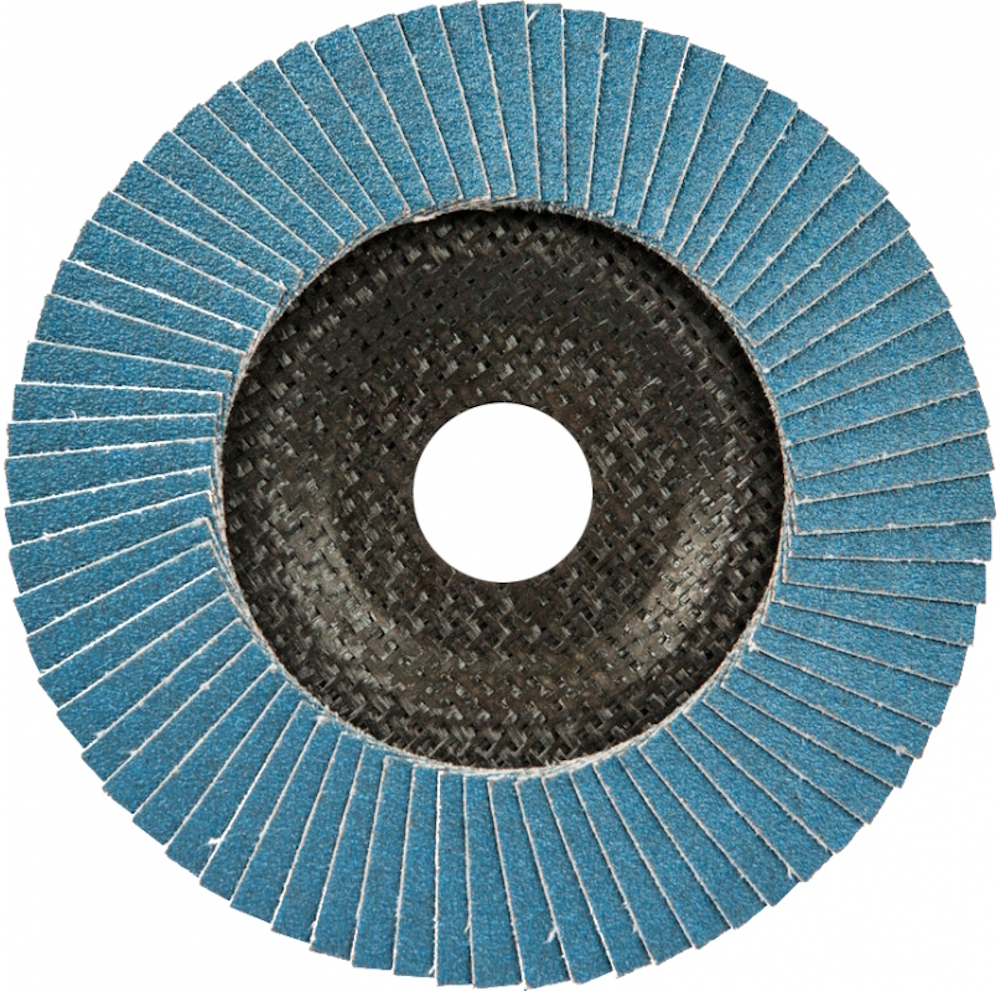 Круг лепестковый торцевой DEBEVER / Дебевер шлифовальный, циркониевый электрокорунд, Р60, посадочный диаметр 22.2мм, 125мм / оснастка