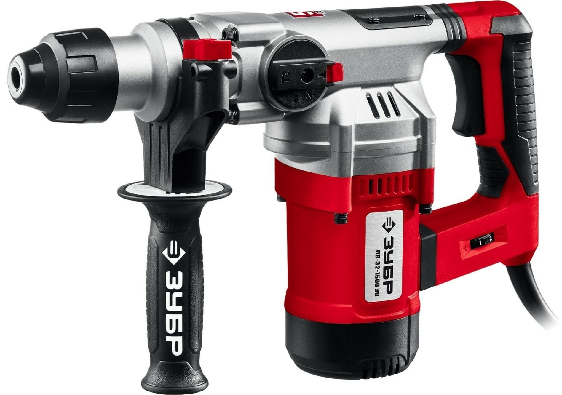 Перфоратор Зубр Профессионал ПВ-32-1500 ЭВ в кейсе, щеточный, красный, SDS-Plus, 3 режима работы, 5Дж, 415х325х125мм, 1500Вт / инструменты