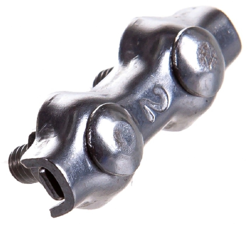 Зажим для троса Стройбат Duplex двойной из оцинкованной стали, 2мм / крепеж