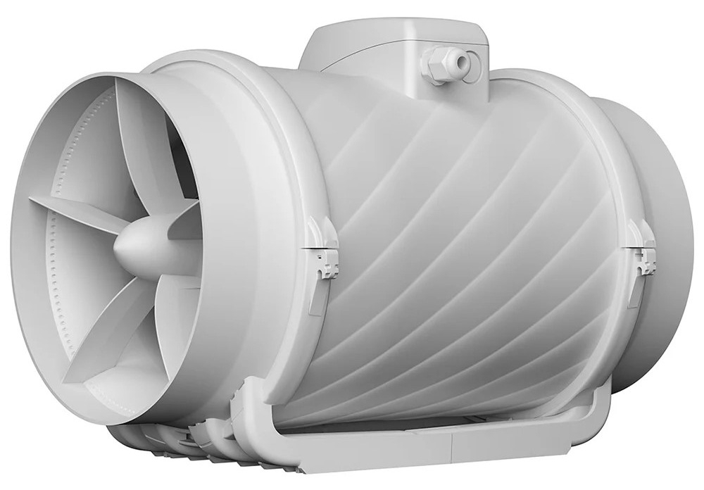 Вентилятор канальный ЭРА TYPHOON 200 2SP осевой, из пластика, серый, 220В, 200мм, 48дБ, размером 400×261×240мм, 130Вт / вентиляция