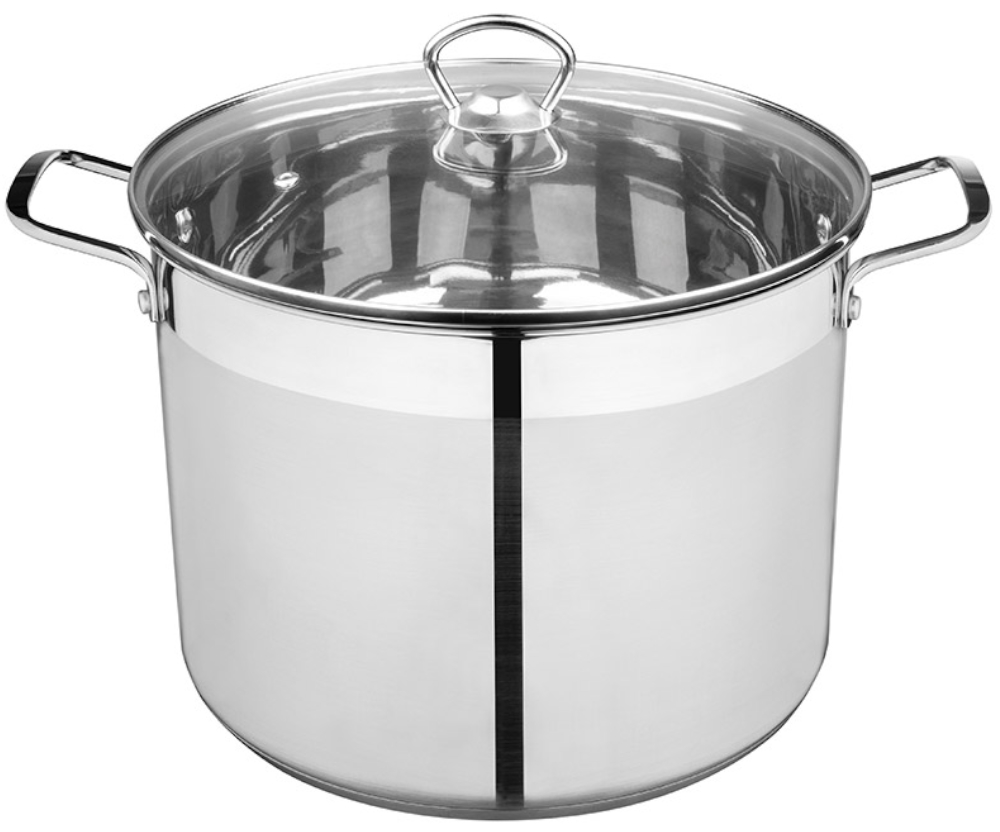 Кастрюля Mallony / Маллони CULINARIA с крышкой, из нержавеющей стали, диаметром 20см, высотой 26см, объемом 10.6л / посуда для кухни