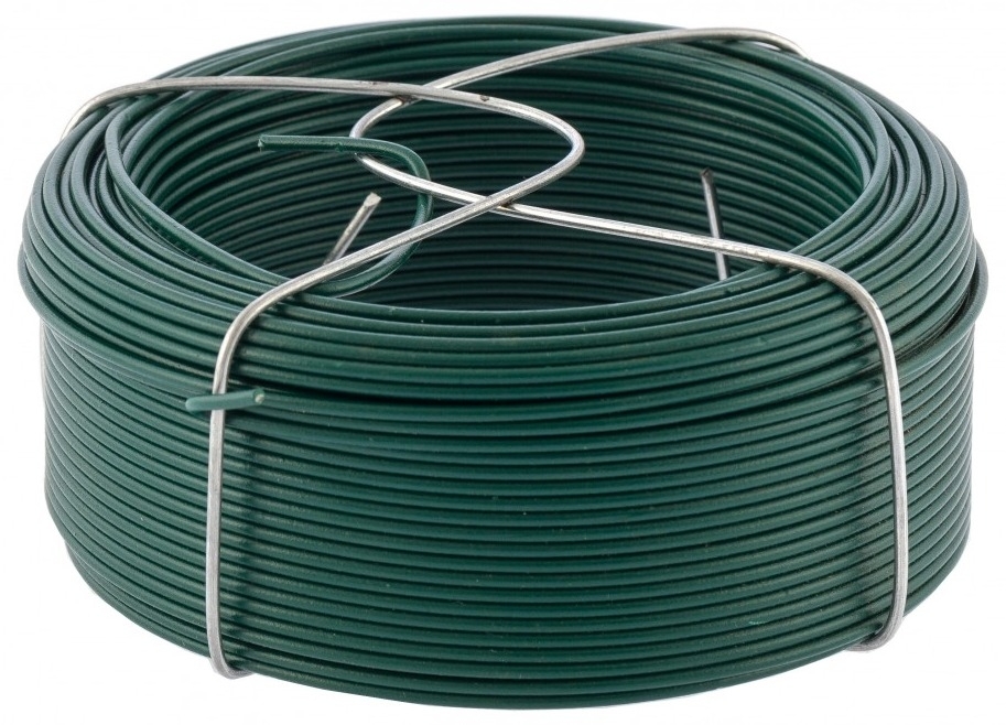 Проволока вязальная СИБРТЕХ из стали в ПВХ, зеленая, диаметр 1.5мм, длина 50м / строительные материалы