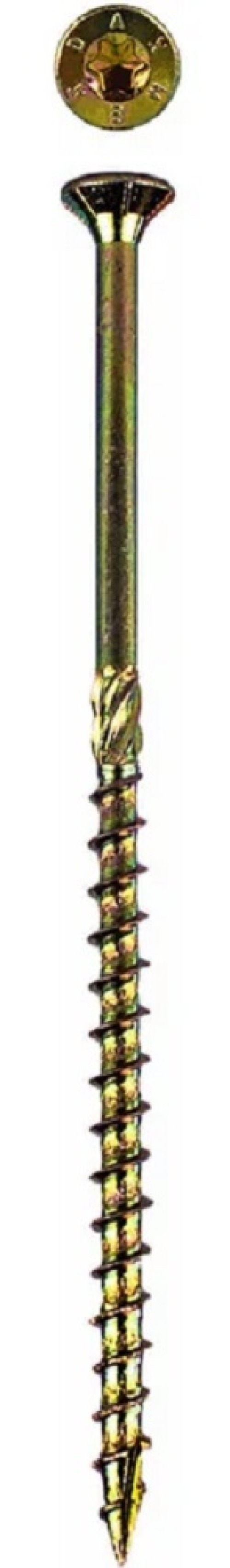 Саморез Daxmer / Даксмер универсальный с потайной головкой из оцинкованной стали, желтый, 6х160мм, Torx, 200шт. в упаковке / крепеж