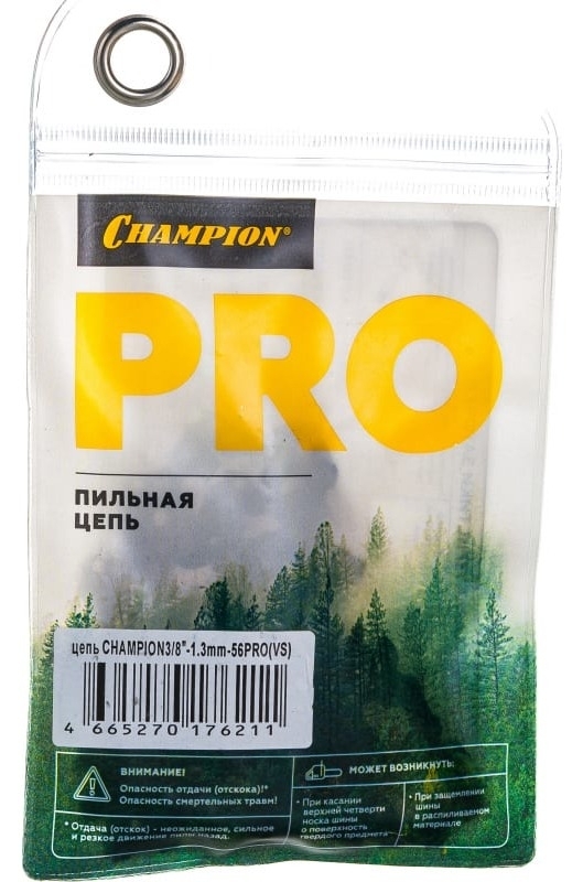 Цепь Champion / Чемпион A050-VS-56E PRO для бензопилы, металлическая, 56 звеньев, 3/8дюйм, 1.3мм / оснастка
