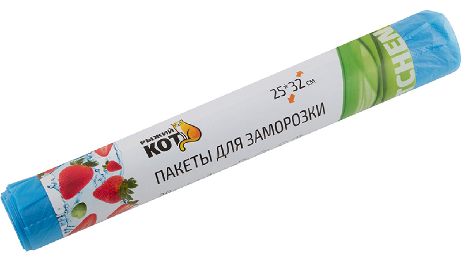 Пакеты для заморозки Рыжий кот из ПНД, голубые, 32х25см, 30шт. / хранение продуктов